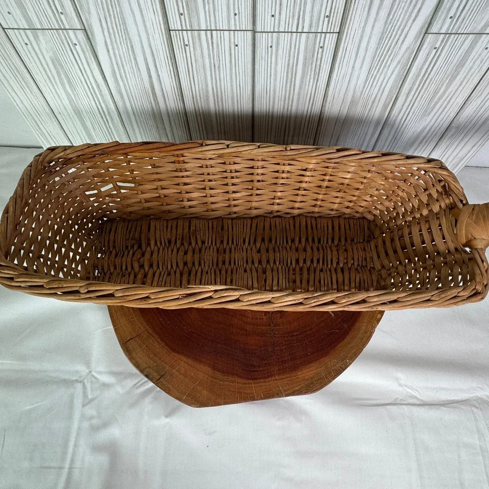 Vintage Long Handled Wicker Bread Basket